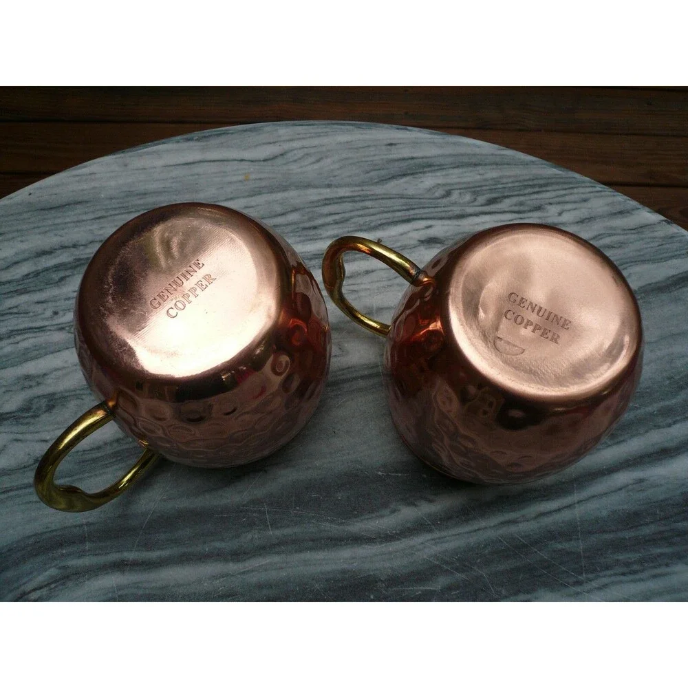 Moscow Mule Copper Mugs Set of 2 Hammered Cups Cocktail Beer Barware 16 oz